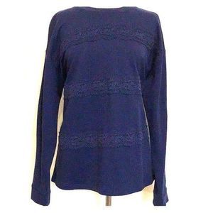 Liz Claiborne Sweatshirt New Top Navy Lace long sleeve Sweatshirt Size XL